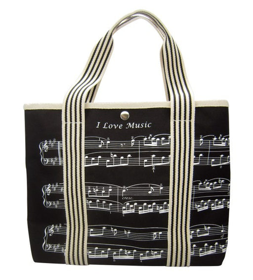 Canvas Music Bag with Treble Clef and Sheet Music Design