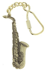 Keyring with Saxophone in Brass by
