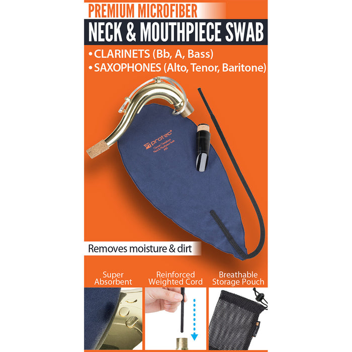 Clarinet / Saxophone Neck & Mouthpiece Swab-Microfiber