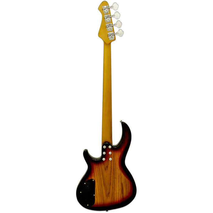 Aria 313MK2 Detroit Series Electric Bass Guitar in Open-Pore Sunburst Finish