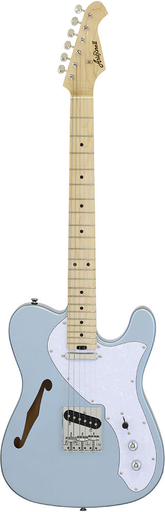 Aria 615-TL Series Semi-Hollow Electric Guitar in Metallic Ice Blue