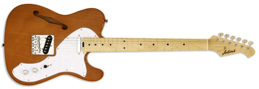 Aria 615-TL Series Semi-Hollow Electric Guitar in Natural Gloss