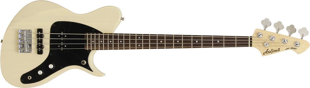 Aria J Series J-B Electric Bass Guitar in See-Thru Vintage White