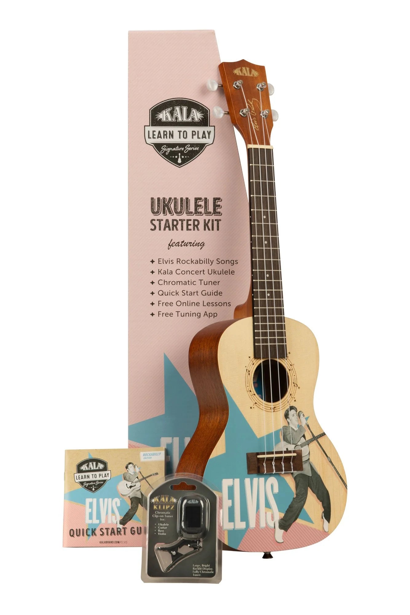Kala Learn To Play Elvis Rockabilly Concert Ukulele Starter Kit