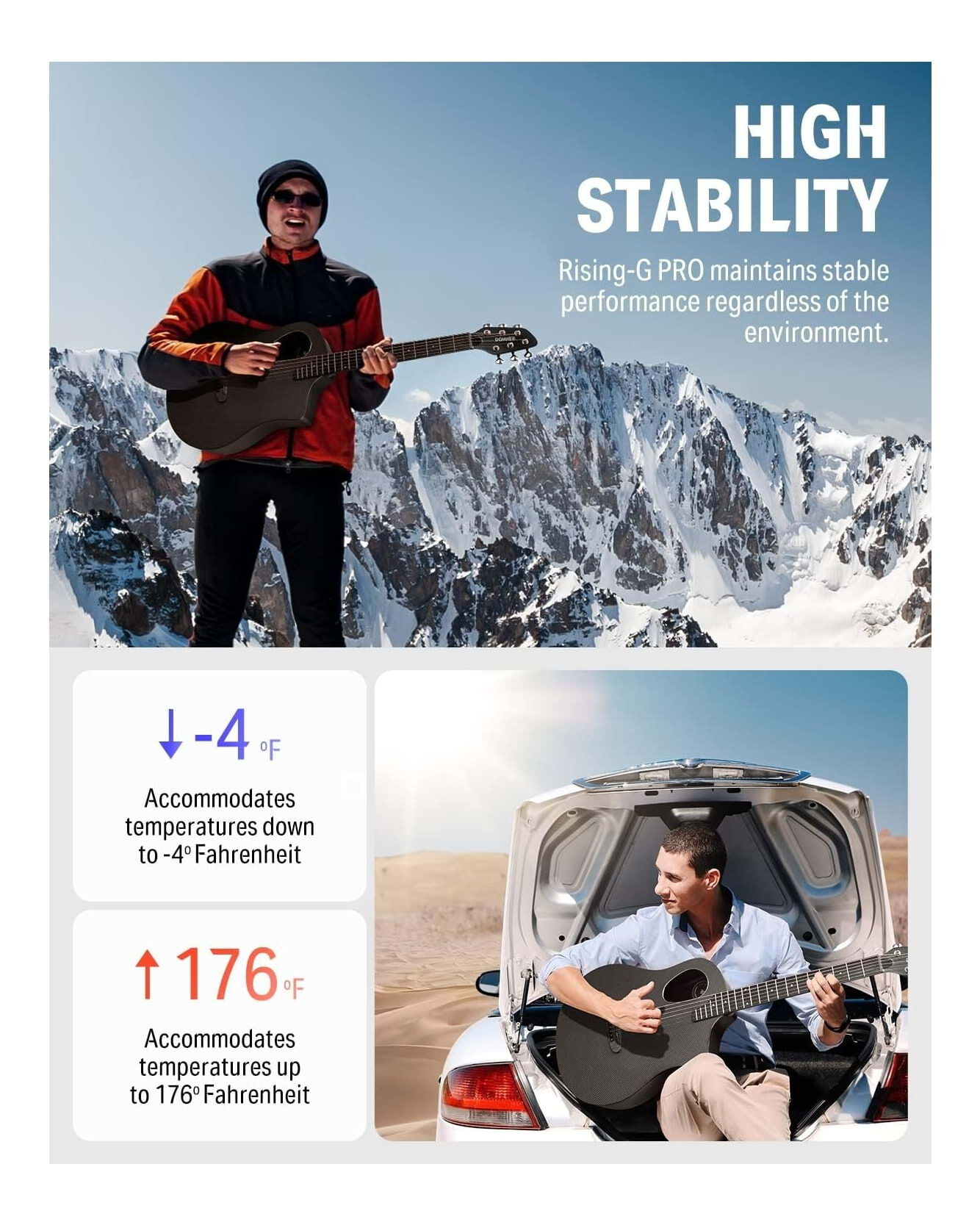 Donner Rising G Pro 38" Carbon Fibre Acoustic Guitar