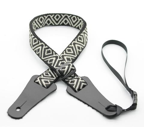 DSL Black and White 25mm Ukulele Poly Strap