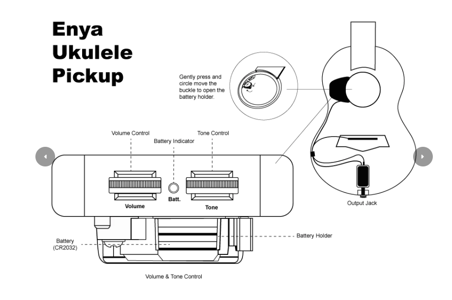 Enya K5 Solid Acacia Ukulele Concert Pickup