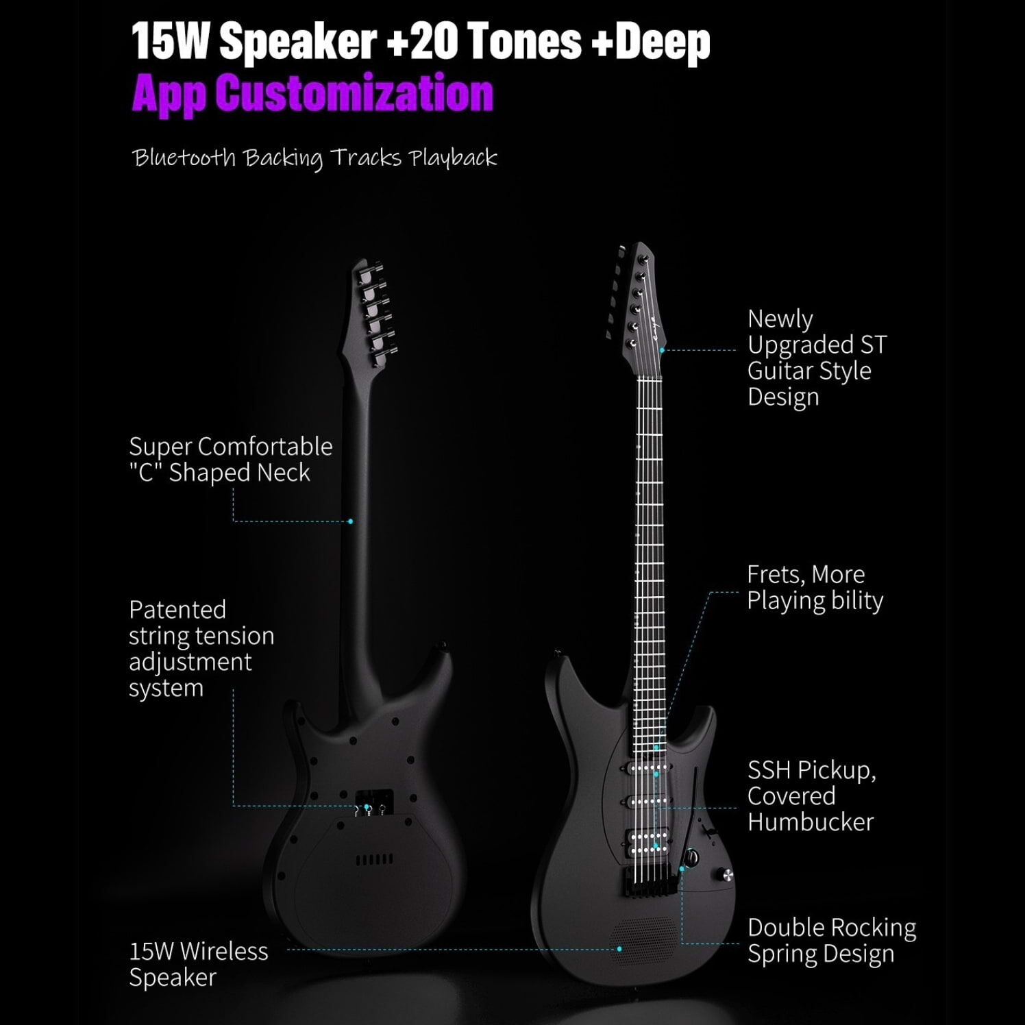 Enya Inspire Smart Carbon Fibre Super Strat Electric Guitar (5 Colours)