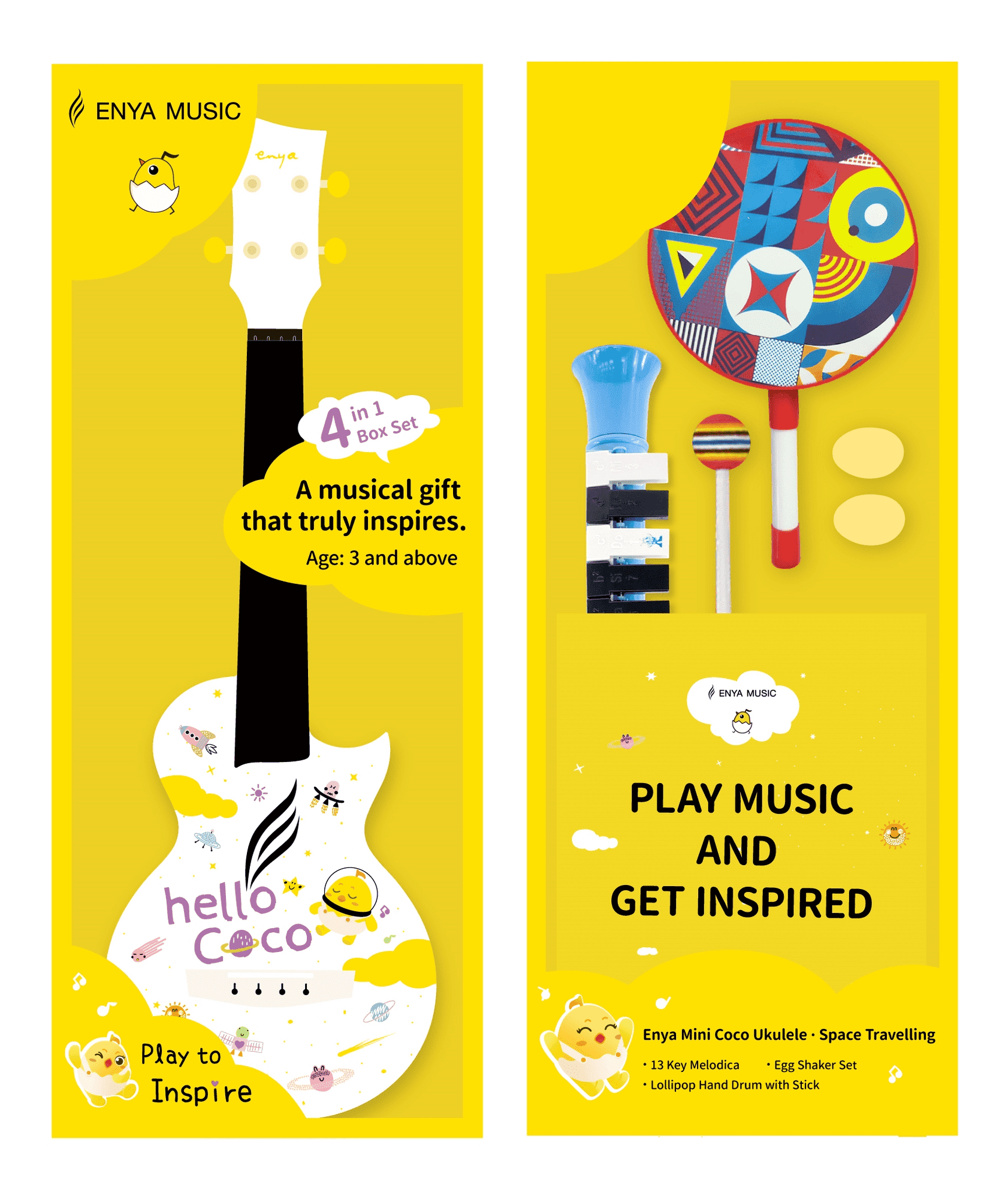 Enya Mini Coco Soprano Carbon Fibre Ukulele - Beginner Musician Pack