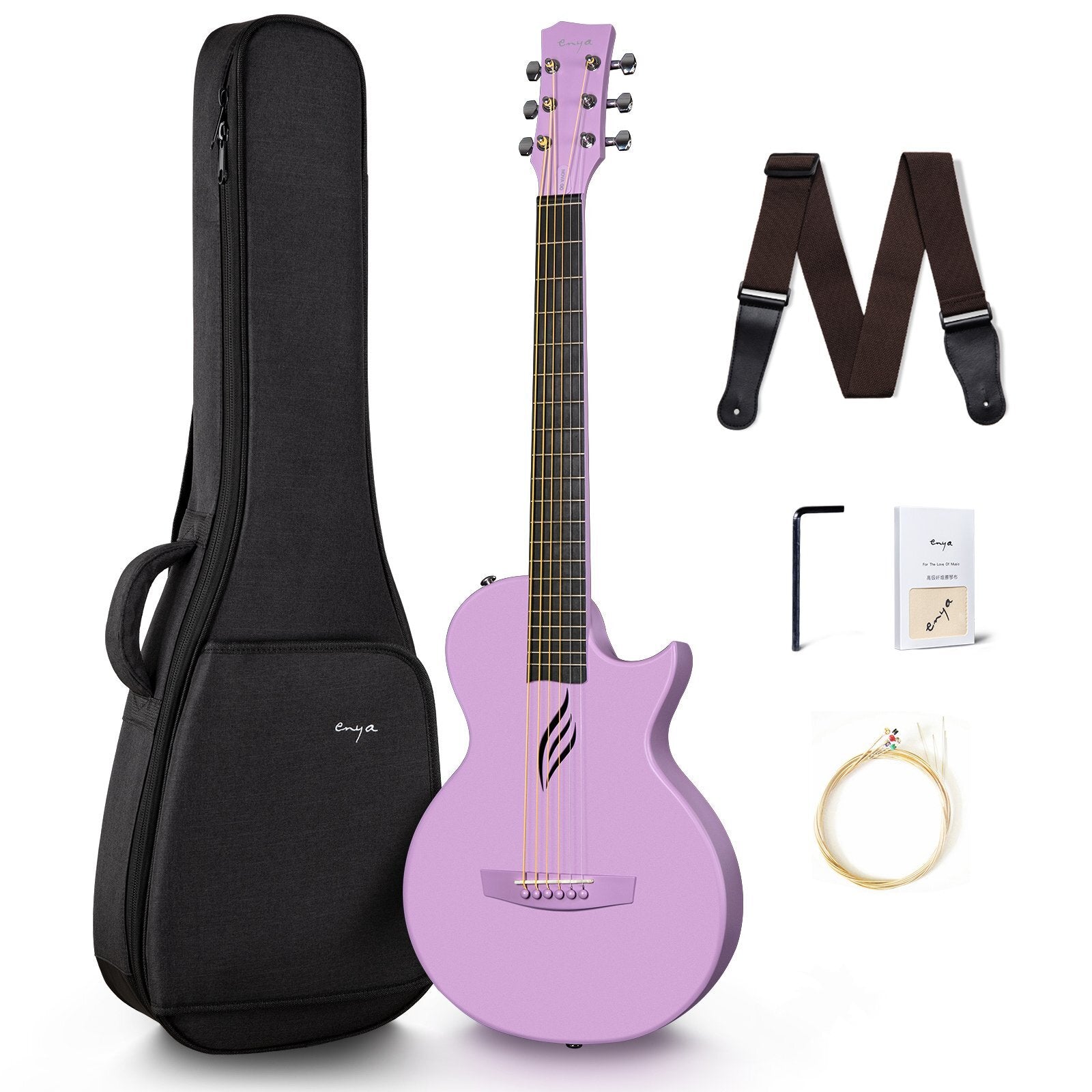 Enya Nova Go 35" Acoustic Smart Guitar Purple Pickup