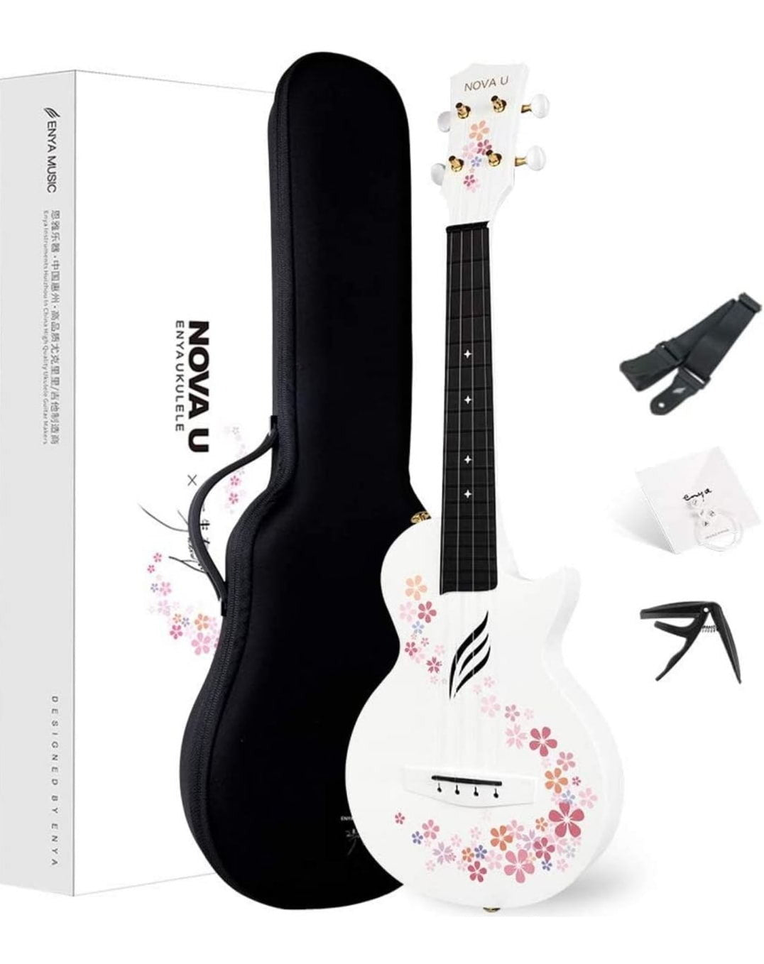 Enya Nova U Carbon Concert Ukulele Flower