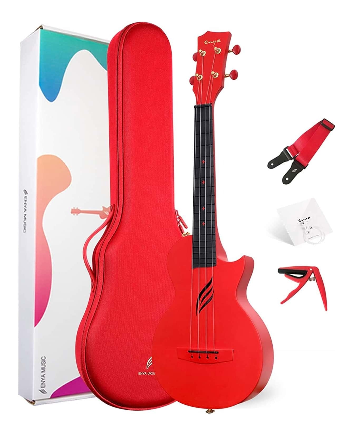 Enya Nova U Carbon Concert Ukulele Red Pickup