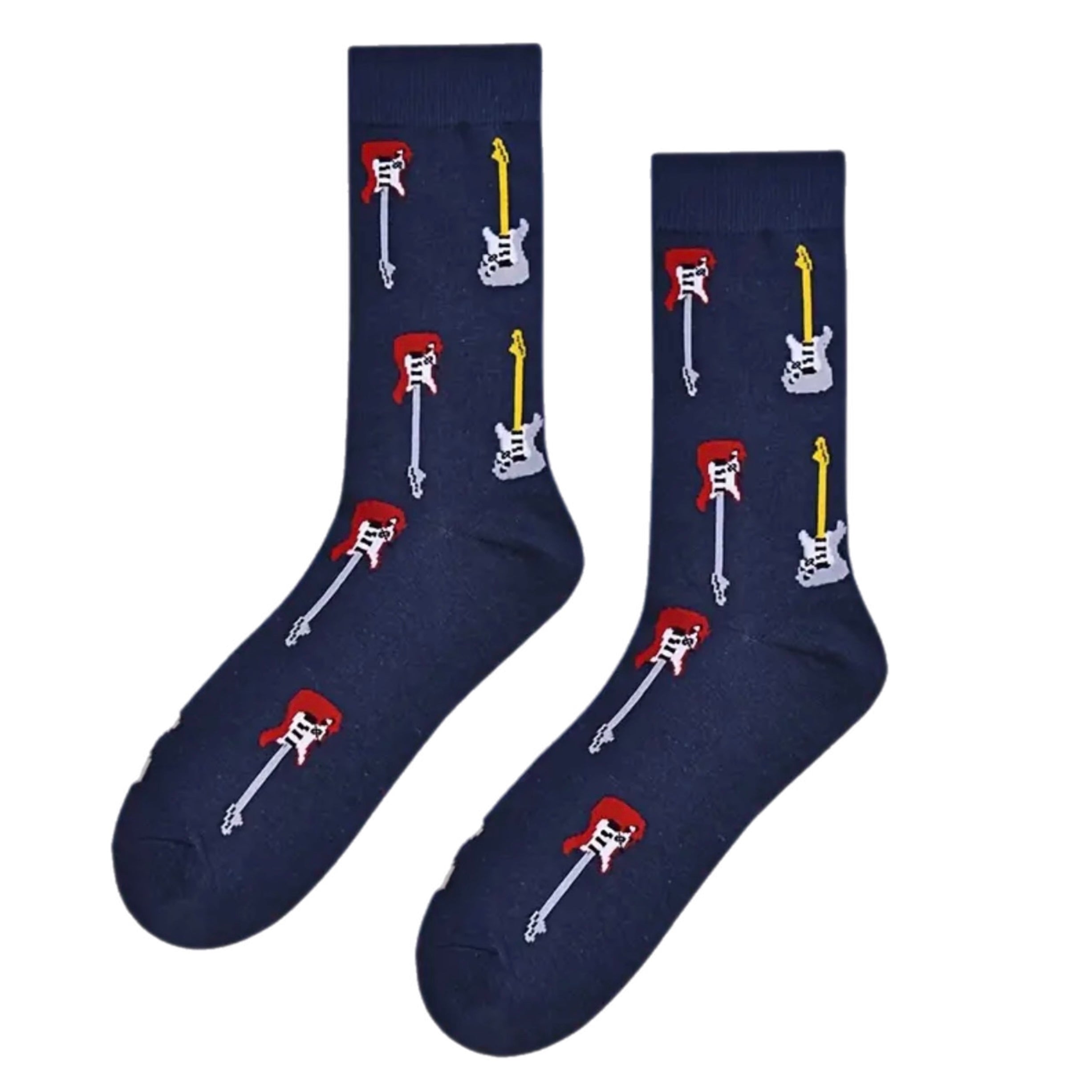 Music Socks High Ankle Navy Blue Electric Guitar