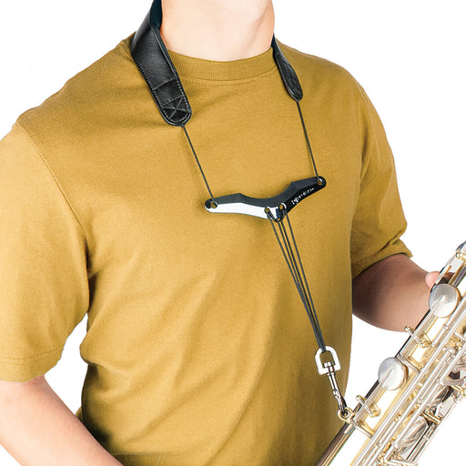 PROTEC Saxophone Neck Strap - Leather, Comfort Bar, Metal Snap Size 22" Regular