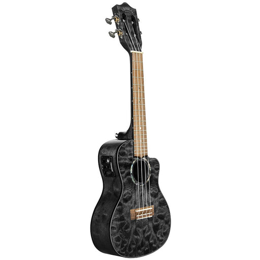 Lanikai Quilted Maple Concert Ukulele in Black Stain Gloss Finish w/ Pickup