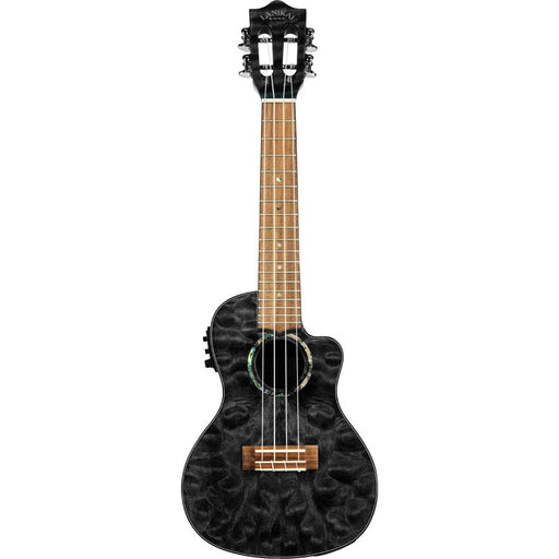 Lanikai Quilted Maple Concert Ukulele in Black Stain Gloss Finish w/ Pickup