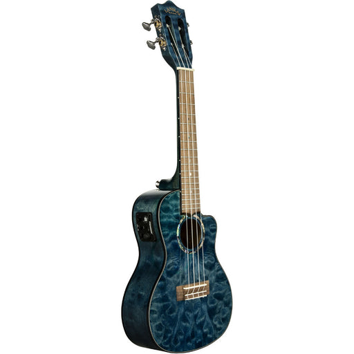 Lanikai Quilted Maple Concert Ukulele in Blue Stain Gloss Finish w/ Pickup