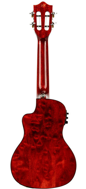 Lanikai Quilted Maple Concert Ukulele in Red Stain Gloss Finish w/ Pickup