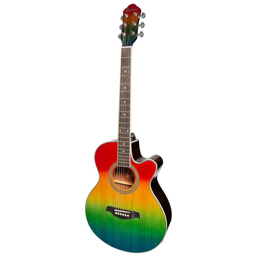 Martinez '41 Series' Folk Size Acoustic Guitar in Rainbow Burst w/ Pickup *CLEARANCE