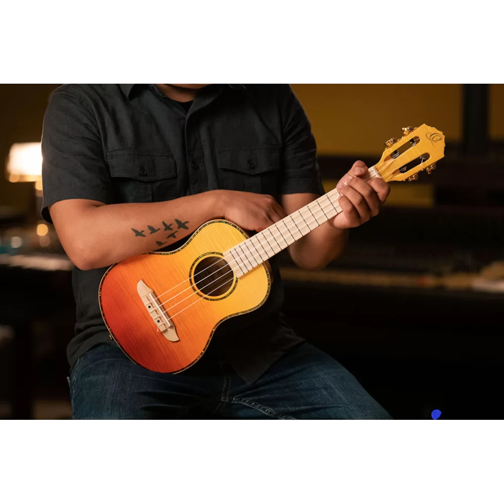 Ortega Prism Series Tenor Ukulele Flamed Maple Top Tequila Burst