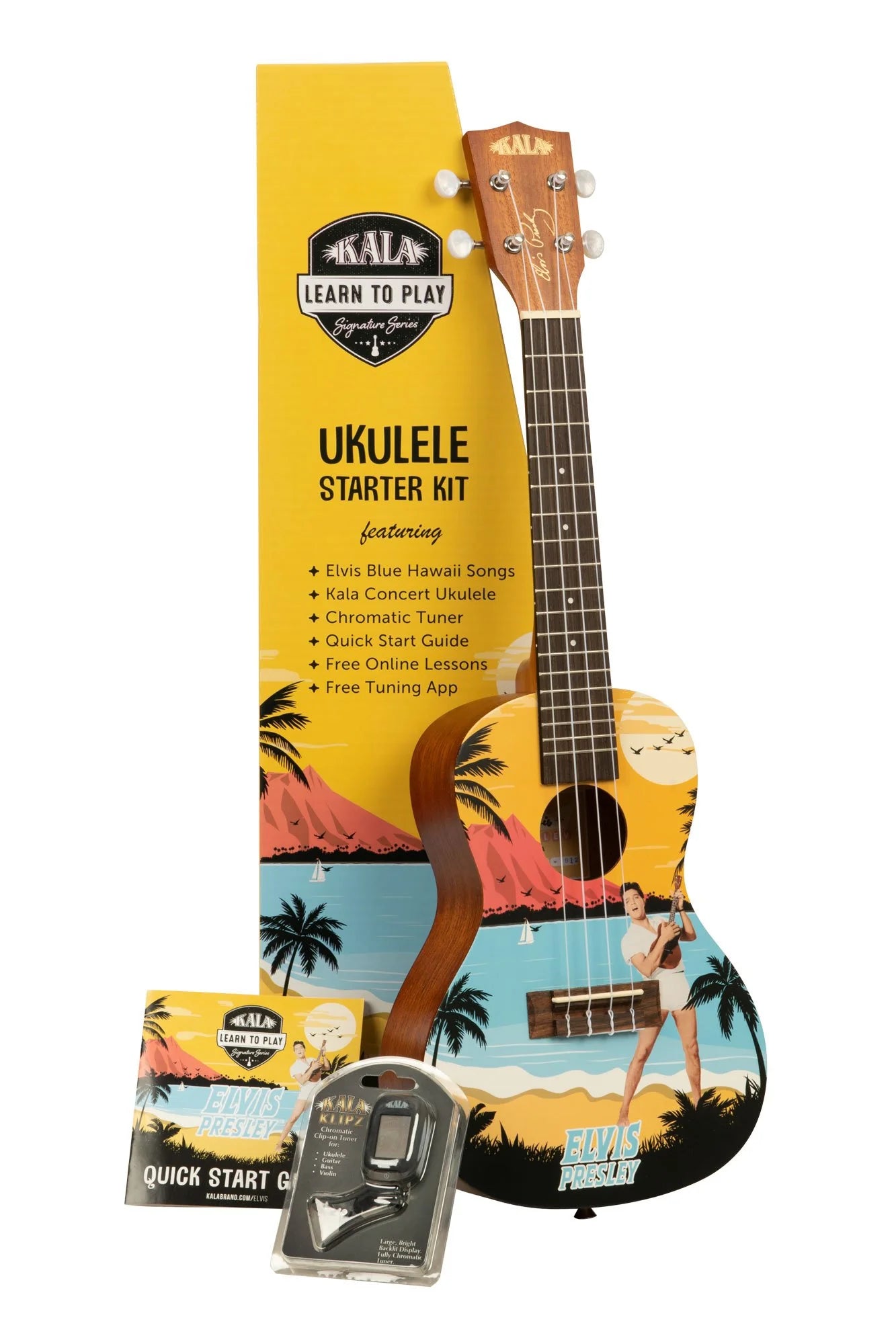 Kala Learn To Play Elvis Blue Hawaii Concert Ukulele Starter Kit