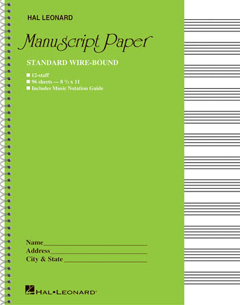 Manuscript Spiral Bound 96 Pages 12 Staves