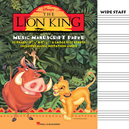 Music Manuscript Book with Wide Staves - The Lion King