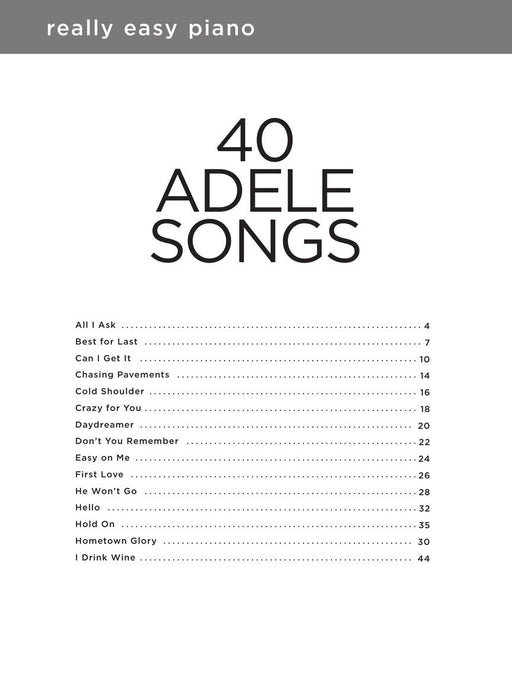 Really Easy Piano - 40 Adele Songs