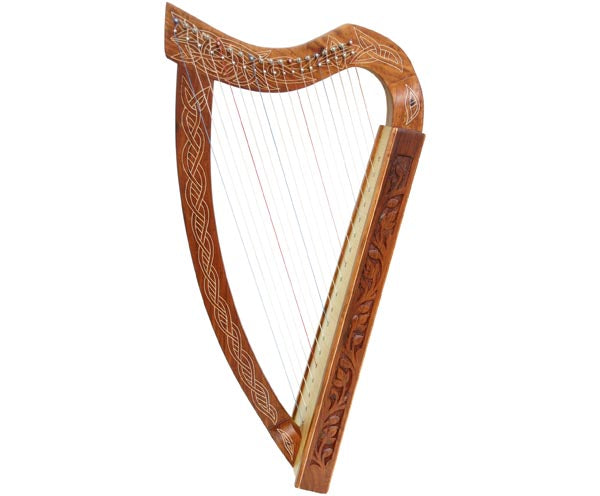 Leaning Pixie Harp 19 String Carved Rosewood with Bag