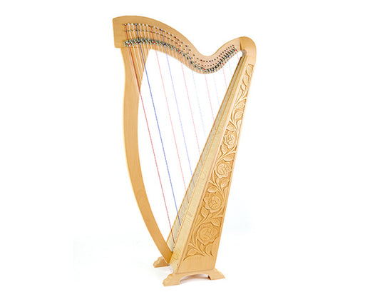 Meghan Harp 36 String Carved with Bag - Floral Carved
