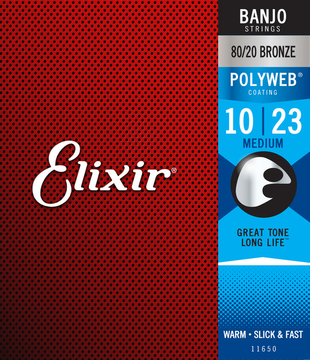 Elixir 11650 Polyweb Banjo   Medium 10-23