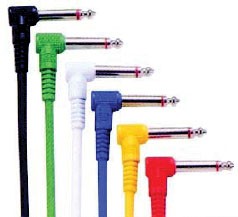 6 x 3 Foot Patch Lead Cables Right Angle Pack 6 Colours