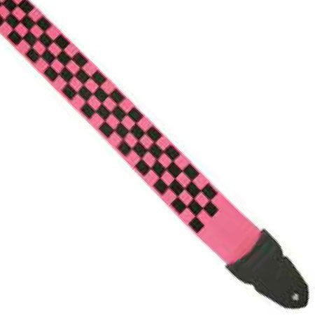 Guitar Strap with Pink and Black Checks