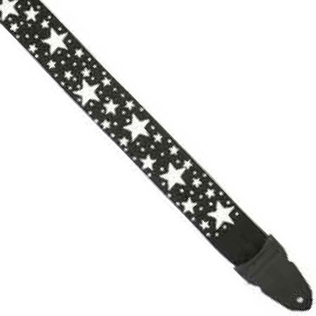 Guitar Strap Black and White Stars