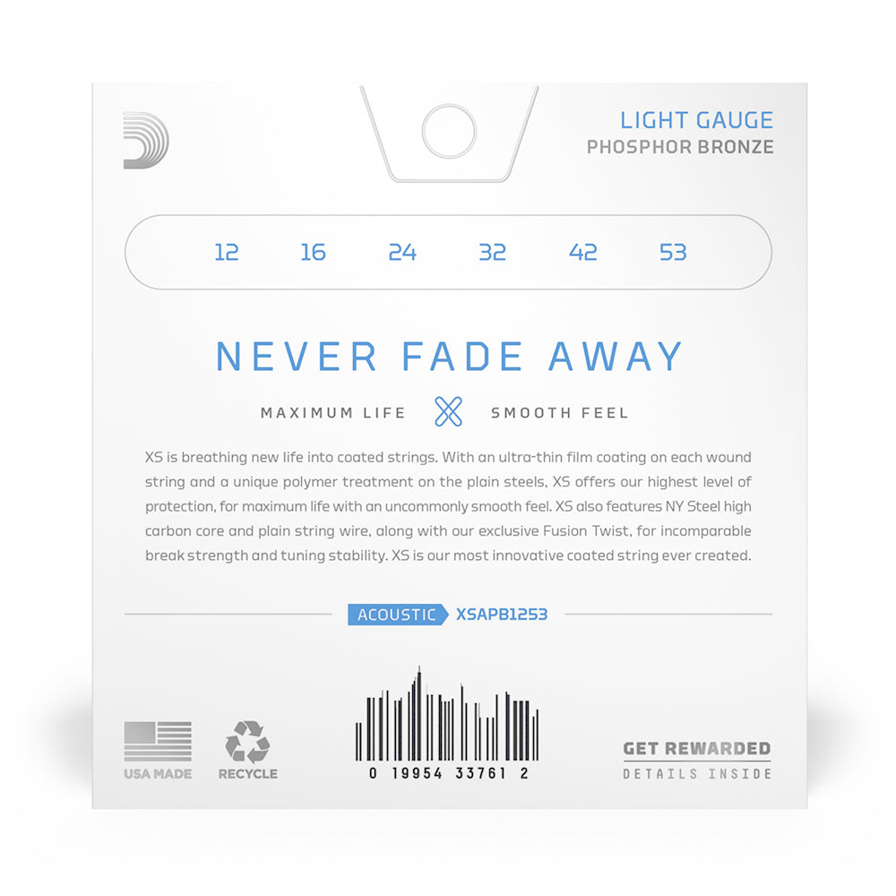 DAddario Acoustic Guitar String XS Set Phosphor Bronze (4 Gauges)