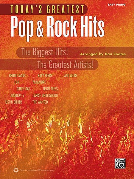 Today's Greatest Pop & Rock Hits Easy Piano Dan Coates