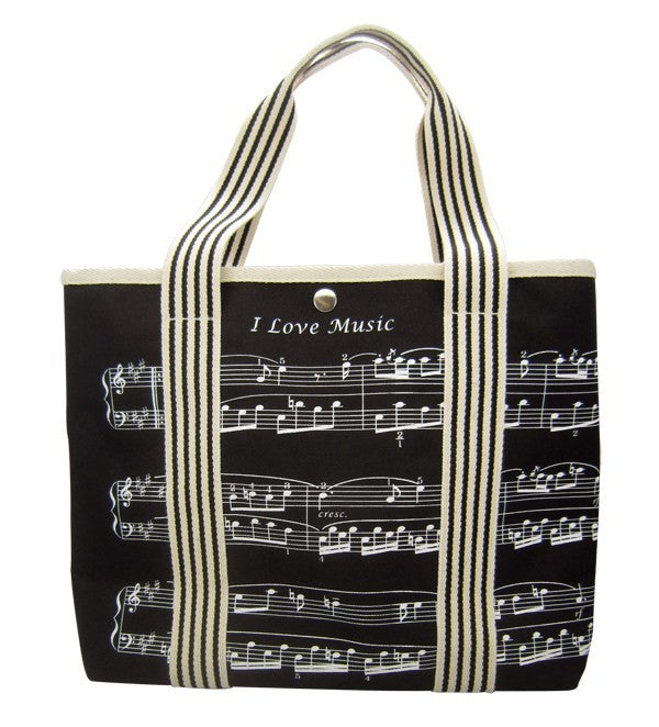 Canvas Music Bag with Treble Clef and Sheet Music Design