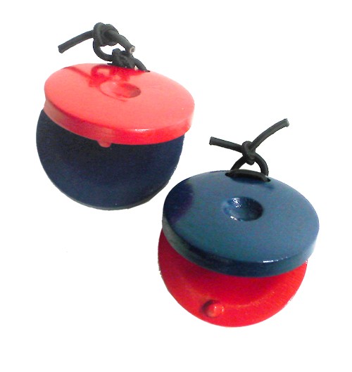 Pair of Red & Blue Wooden Finger Castanets