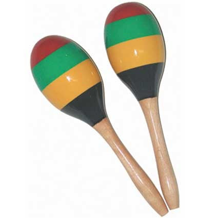 Wooden Maracas with Coloured Stripes by