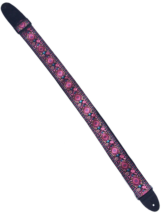 LM Guitar Strap in Pink Tapestry Retro Design