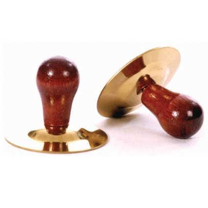 Pair of Brass Finger Cymbals with Wooden Knobs by