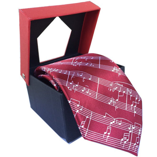 Tie with Sheet Music Design Maroon