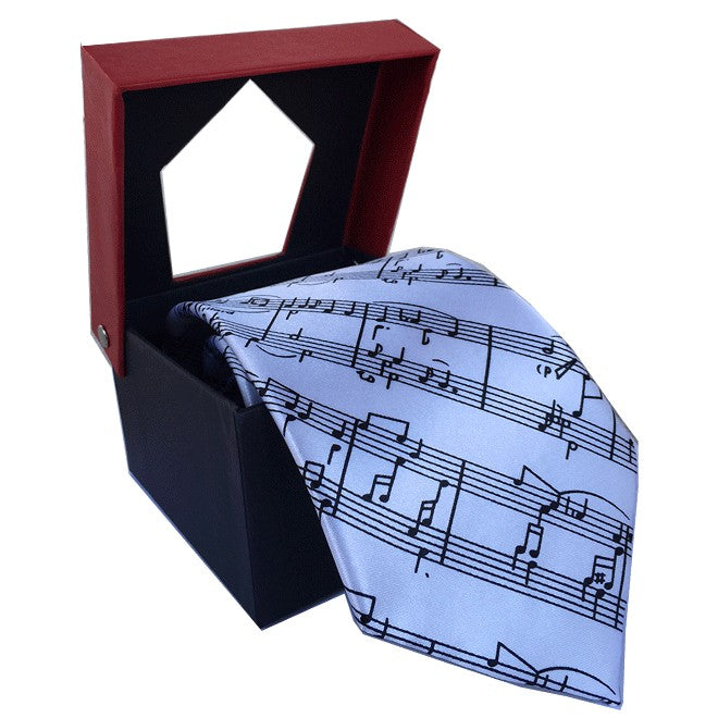 Tie with Sheet Music Design White