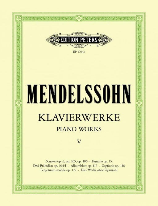 MENDELSSOHN Piano Works Bk 5 Supplementary Volume