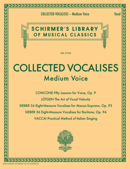 Collected Vocalises Medium Voice
