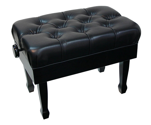 Concert Piano Bench Ultra Padded Buttoned Seat Adjustable Black