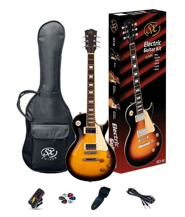 SX Les Paul Electric Guitar Vintage Sunburst Pack