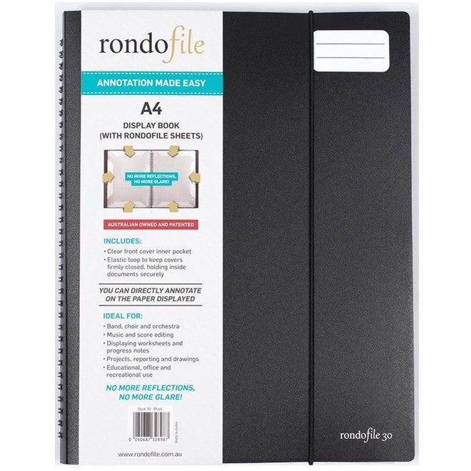 Rondofile 30P - A4 Music Folder Black