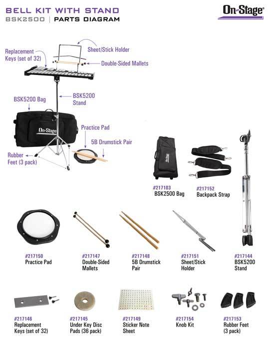 On Stage Glockenspiel Kit with Stand in Bag
