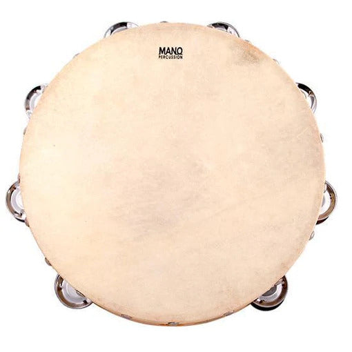 Mano Percussion Tambourine Wood Rim Head Double Row Jingles (3 options)